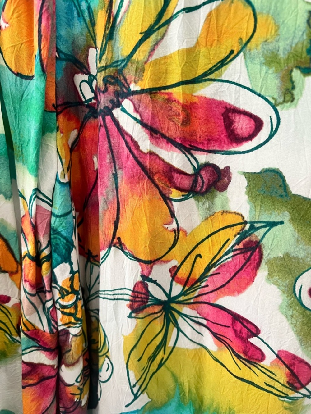 Jams World Doris Dress L 60 Yrs Tropical Floral Swing Boho Dress Resort Wear - Picture 4 of 8